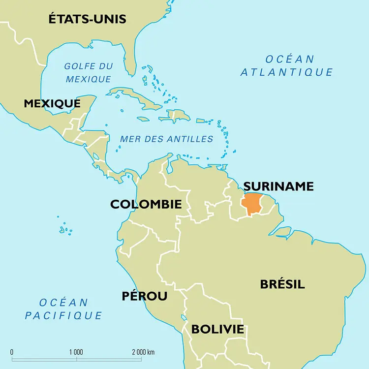 Suriname : carte de situation