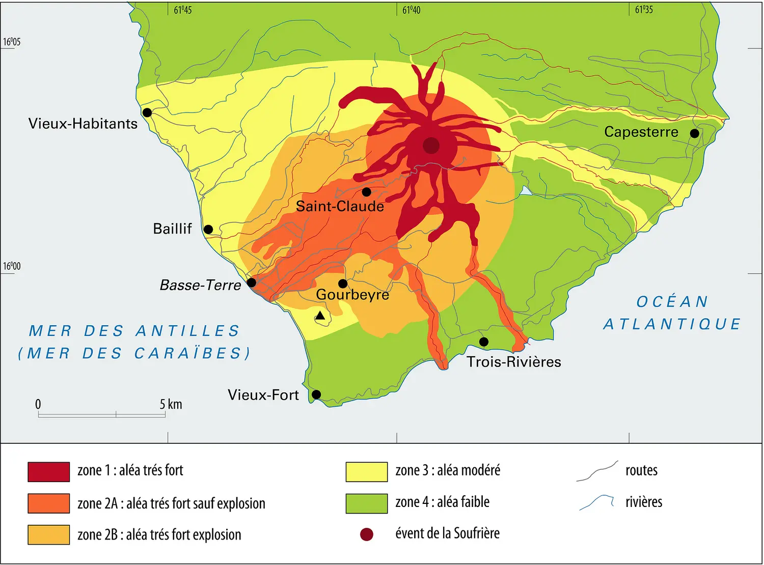 Exemple de carte d’aléa volcanique