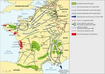 Seconde Guerre mondiale, libération de la France - crédits : Encyclopædia Universalis France