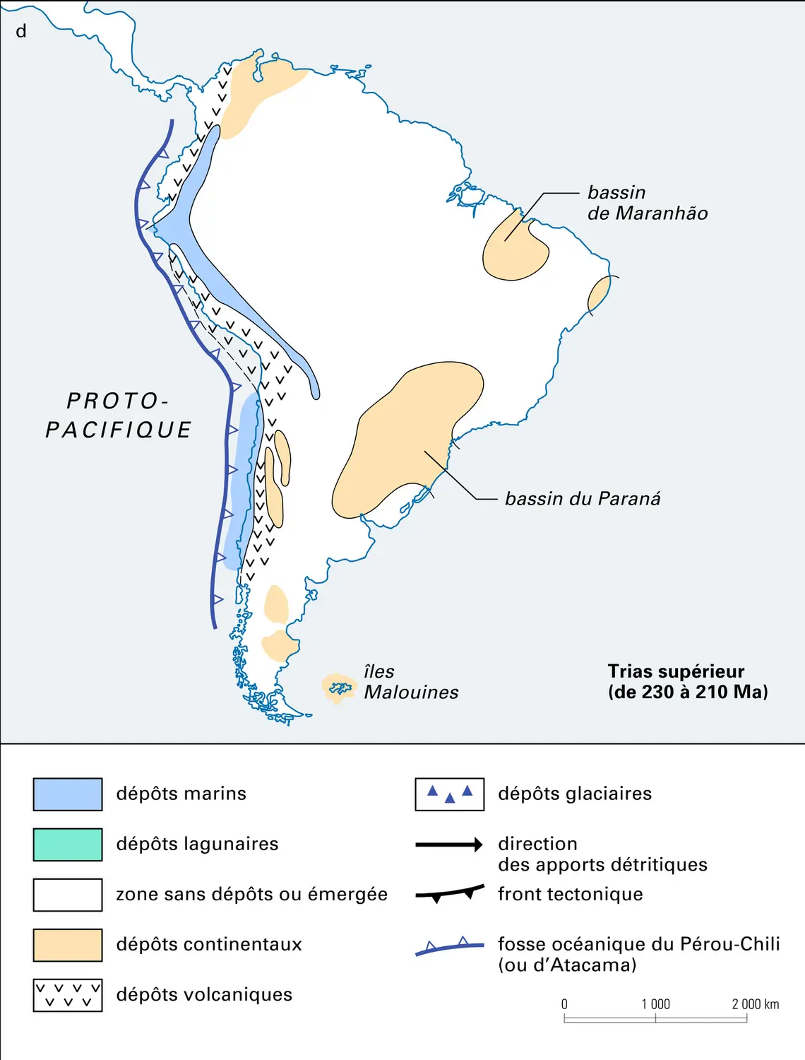 Cartes paléogéographiques simplifiées de l'Amérique du Sud - vue 4