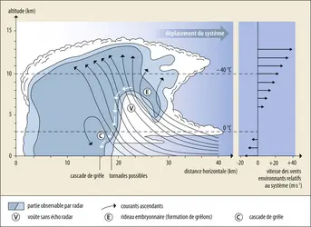 Coupe verticale d’une supercellule orageuse - crédits : Encyclopædia Universalis France