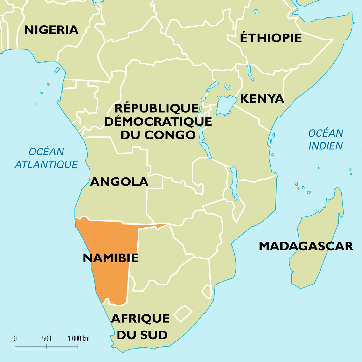 Namibie : carte de situation