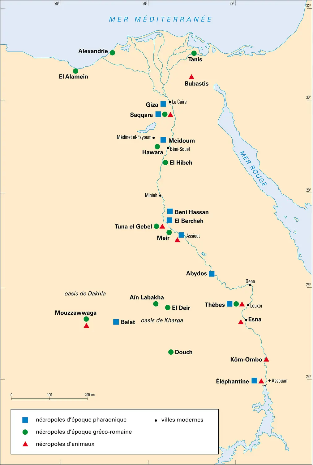 Égypte : principales nécropoles