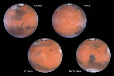 Mars : images acquises par le télescope Hubble, 1999 - crédits : Courtesy NASA / Jet Propulsion Laboratory