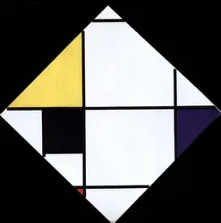 <it>Composition dans le losange avec jaune, noir, bleu, rouge et gris</it>, P. Mondrian - crédits : 2010 Mondrian/ Holtzman Trust c/o HCR International Virginia USA