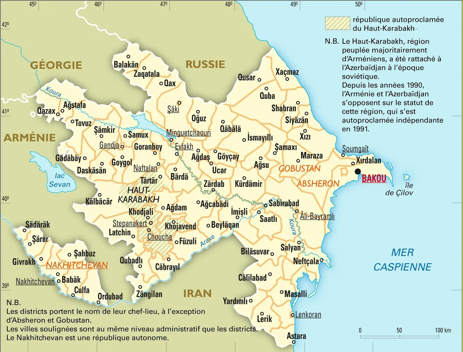 Azerbaïdjan : carte administrative
