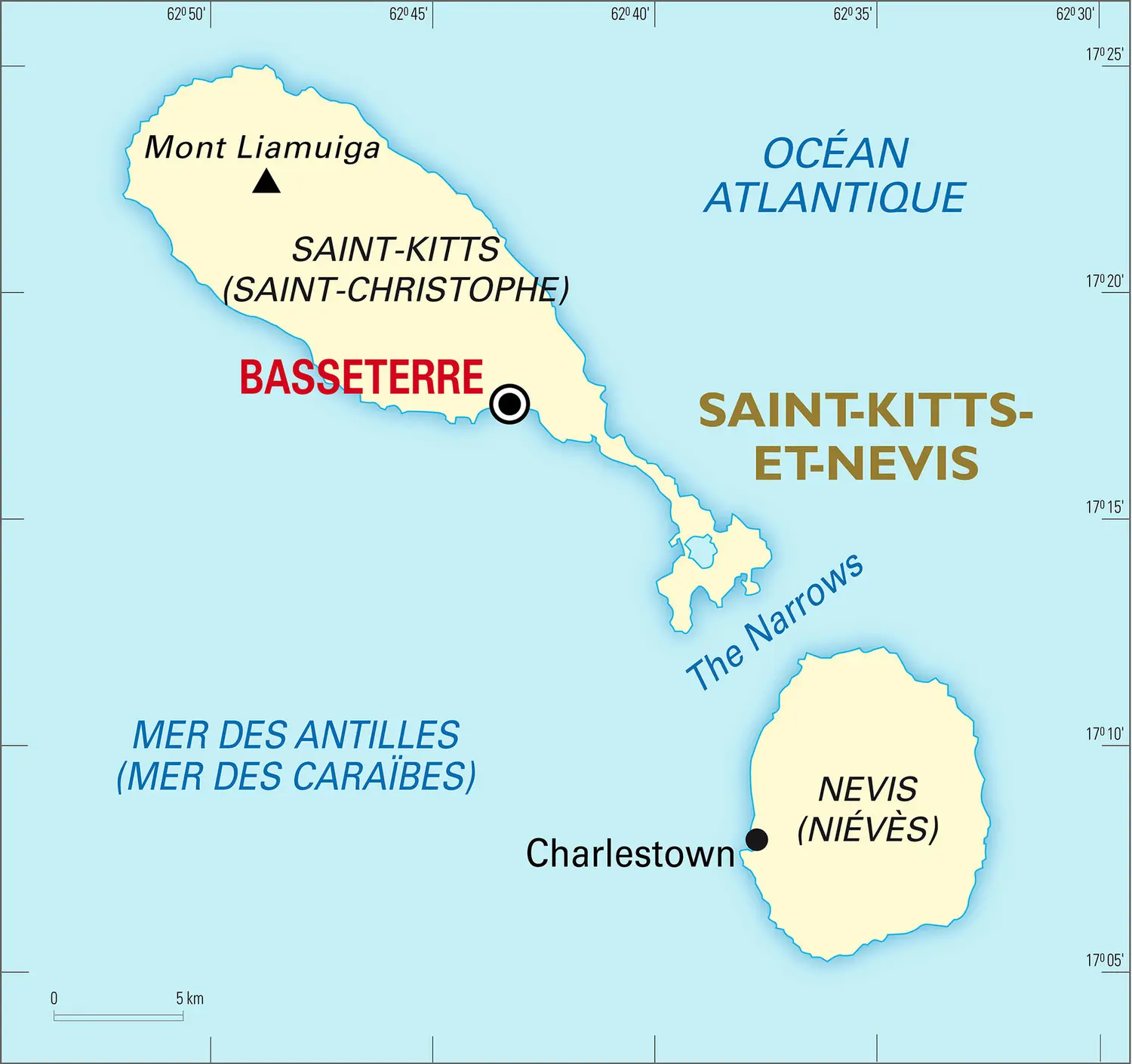 Saint-Kitts-et-Nevis : carte générale