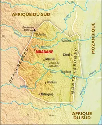 Eswatini : carte physique - crédits : Encyclopædia Universalis France