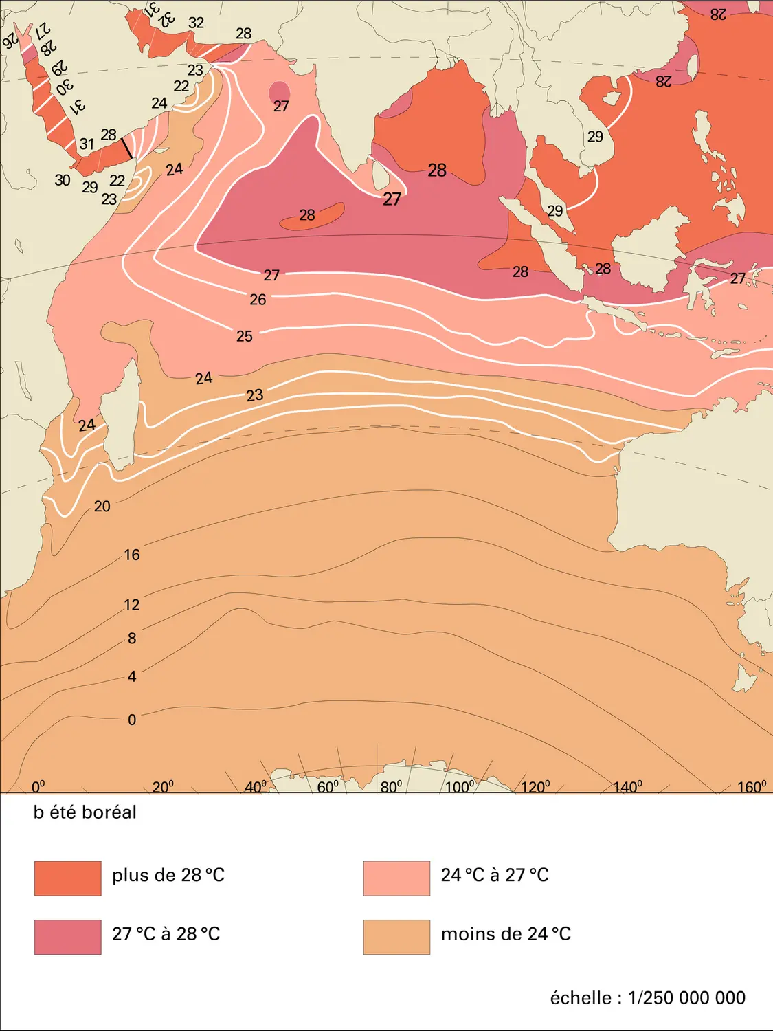 Océan indien : température des eaux de surfaces - vue 2