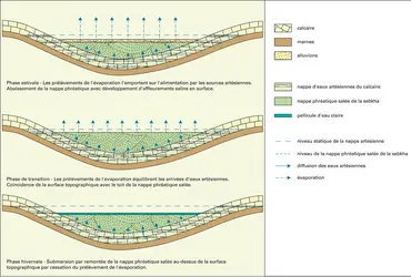 Hydrologie superficielle d'une sebkha - crédits : Encyclopædia Universalis France