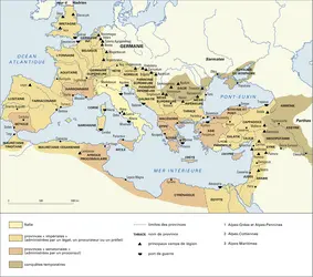 Administration de l'Empire romain au <pc>II</pc><sup>e</sup> siècle - crédits : Encyclopædia Universalis France