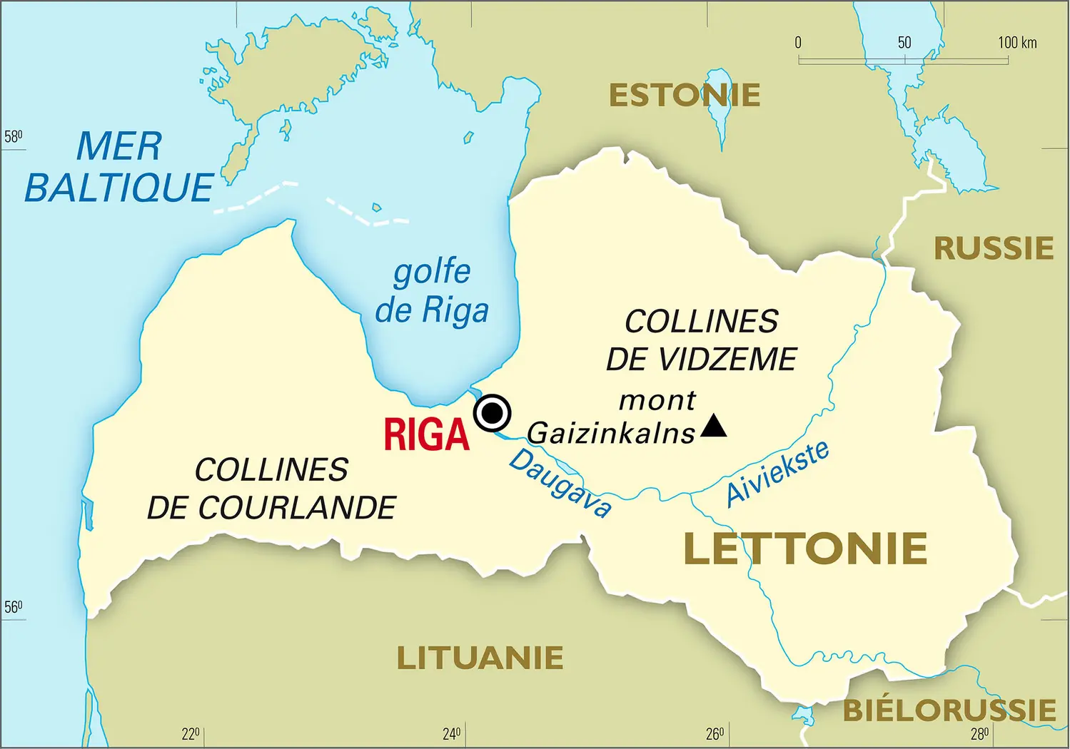 Lettonie : carte générale