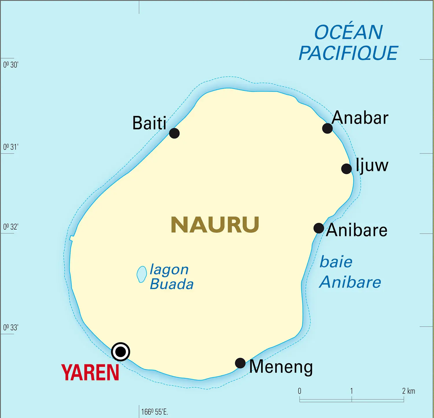 Nauru : carte générale