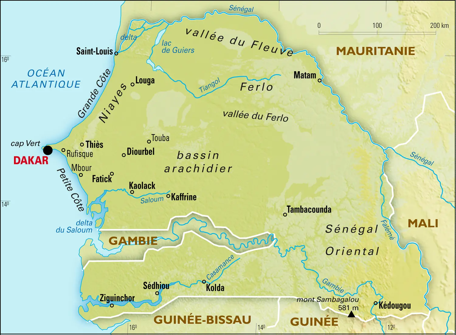 Sénégal : carte physique