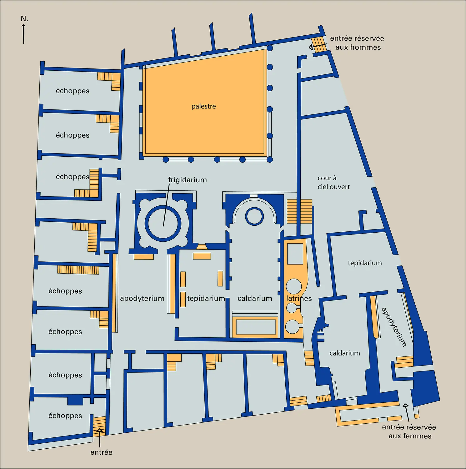 Plan des thermes du forum,&nbsp;Pompéi