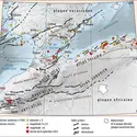 Carte des principales failles actives et de la sismicité dans la région ouest de la Méditerranée - crédits : Encyclopædia Universalis France