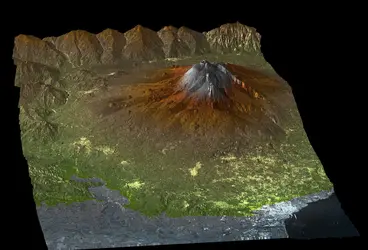 Représentation numérique de l'Etna en Sicile - crédits : Astrium Services/ DLR 2010/ Infoterra GmbH