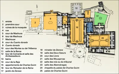 Plan des palais de l'Alhambra de Grenade - crédits : Encyclopædia Universalis France