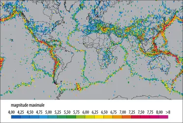 Sismicité mondiale - crédits : Nature, 2012