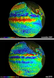Anomalies du niveau de la mer mesurées par satellite - crédits : EU Copernicus Marine Service