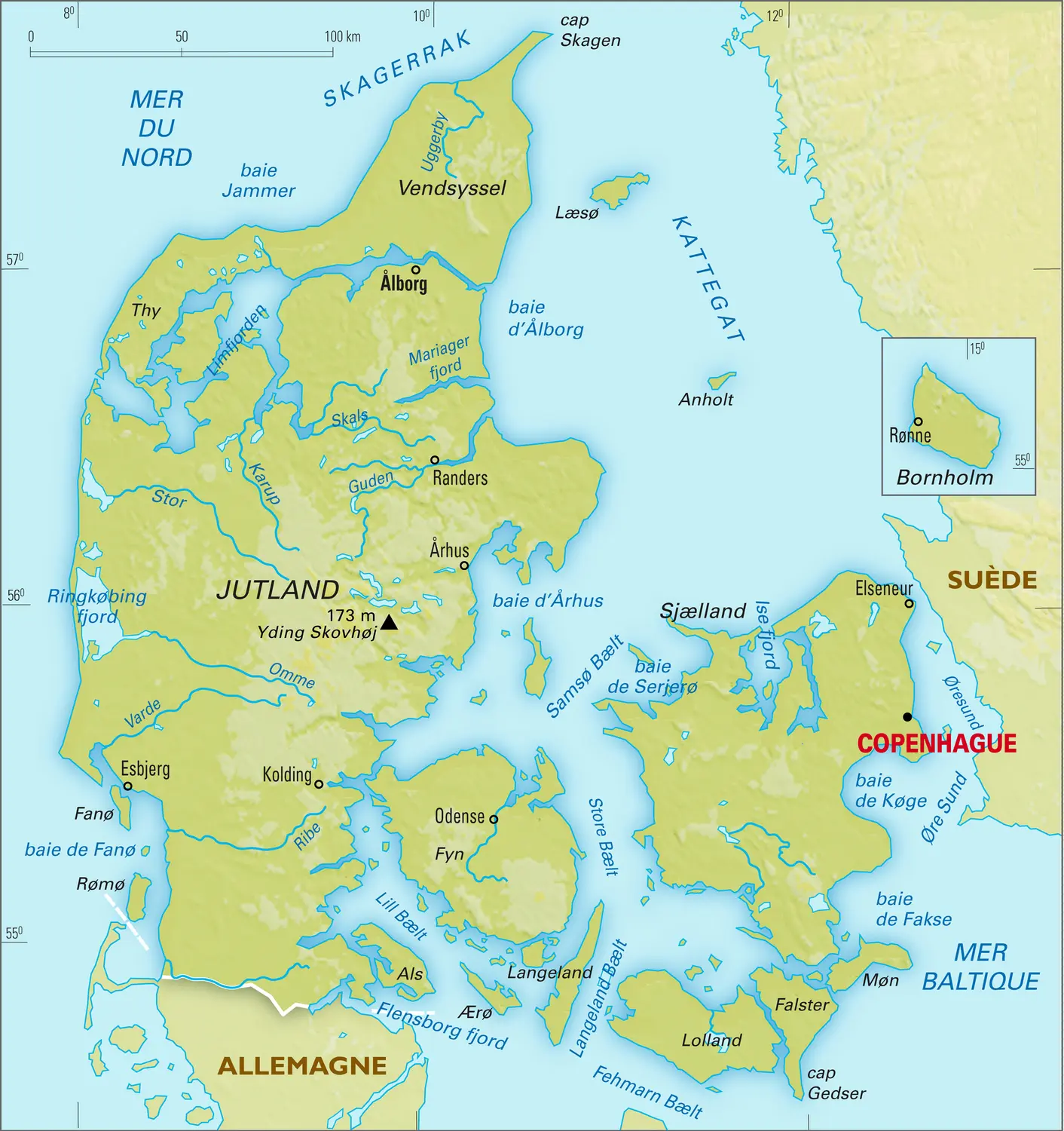 Danemark : carte physique