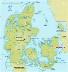 Danemark : carte physique - crédits : Encyclopædia Universalis France