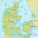 Danemark : carte physique - crédits : Encyclopædia Universalis France