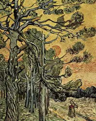 <it>Pin au soleil couchant et silhouette de femme</it>, V. Van Gogh - crédits : Electa/ AKG-images