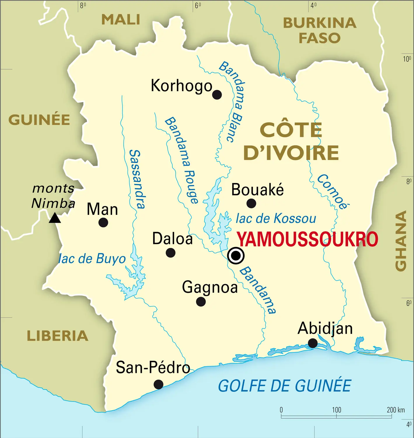 Côte d'Ivoire : carte générale