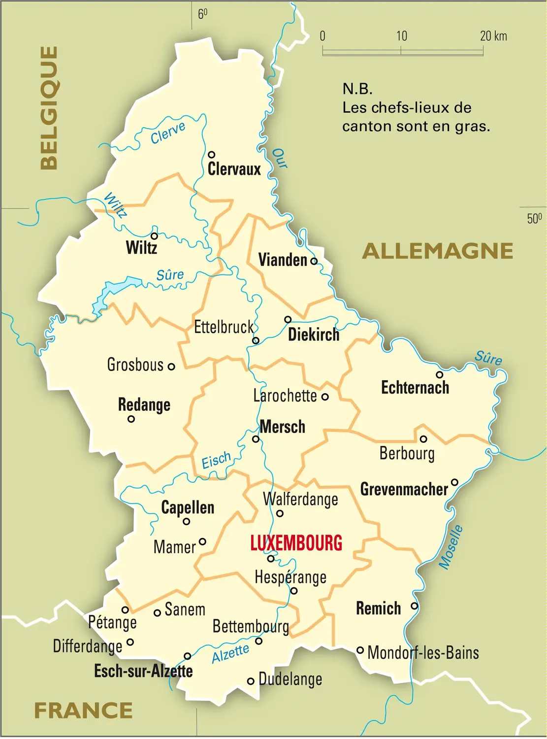 Luxembourg : carte administrative