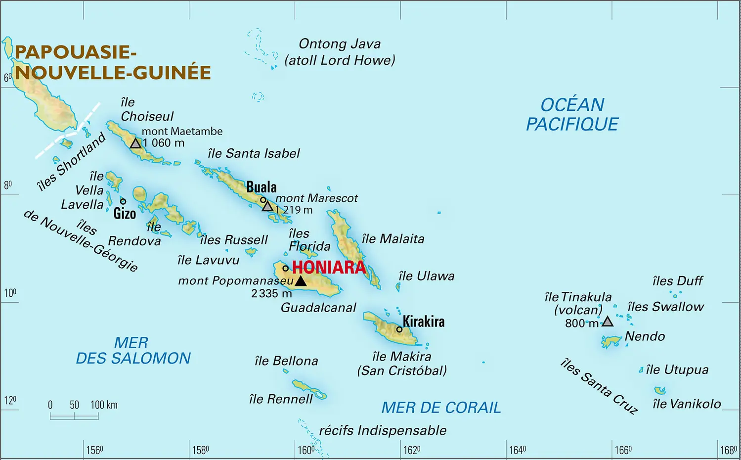 Salomon (îles) : carte physique