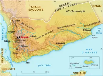 Yémen : carte physique - crédits : Encyclopædia Universalis France