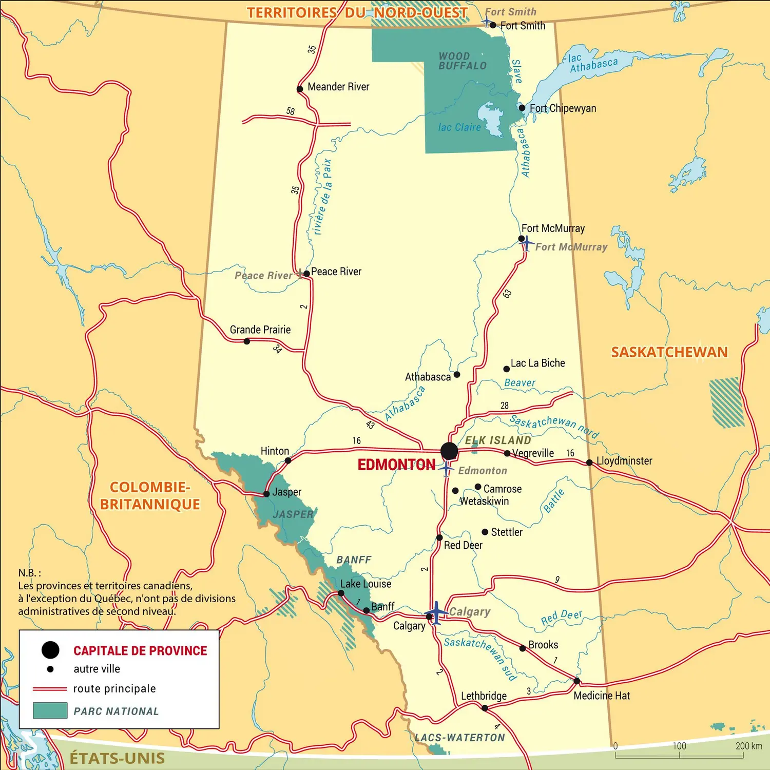 Alberta : carte administrative