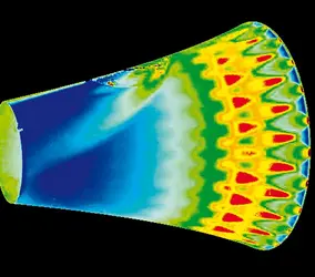 Visualisation aérodynamique par peinture sensible à la pression - crédits : ONERA