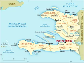 Haïti : carte administrative - crédits : Encyclopædia Universalis France