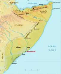 Somalie : carte physique - crédits : Encyclopædia Universalis France