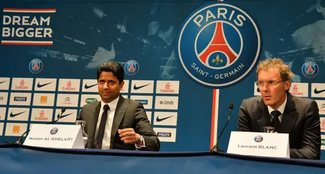 Nasser Al-Khelaïfi et Laurent Blanc - crédits : Liewig Christian/ Corbis Sport/ Getty Images