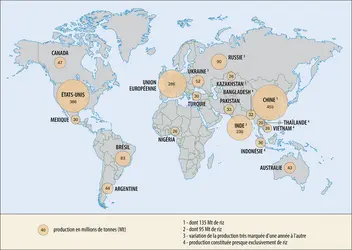 Céréales : principaux producteurs
 - crédits : Encyclopædia Universalis France