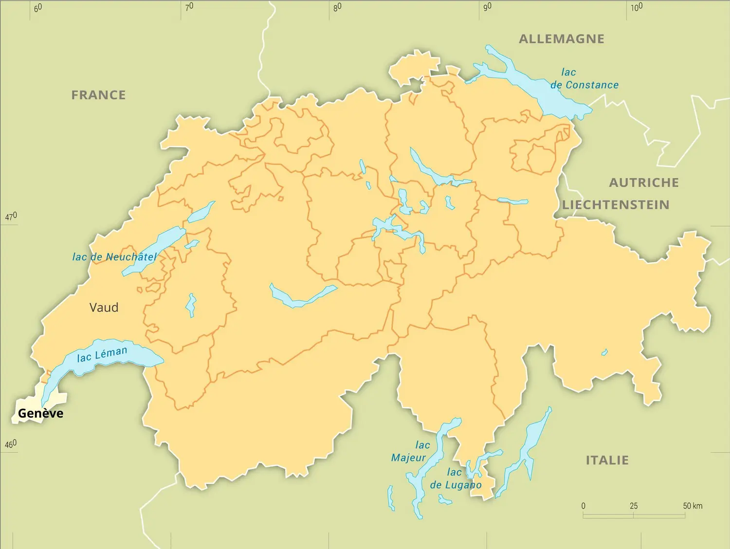 Genève : carte de situation du canton