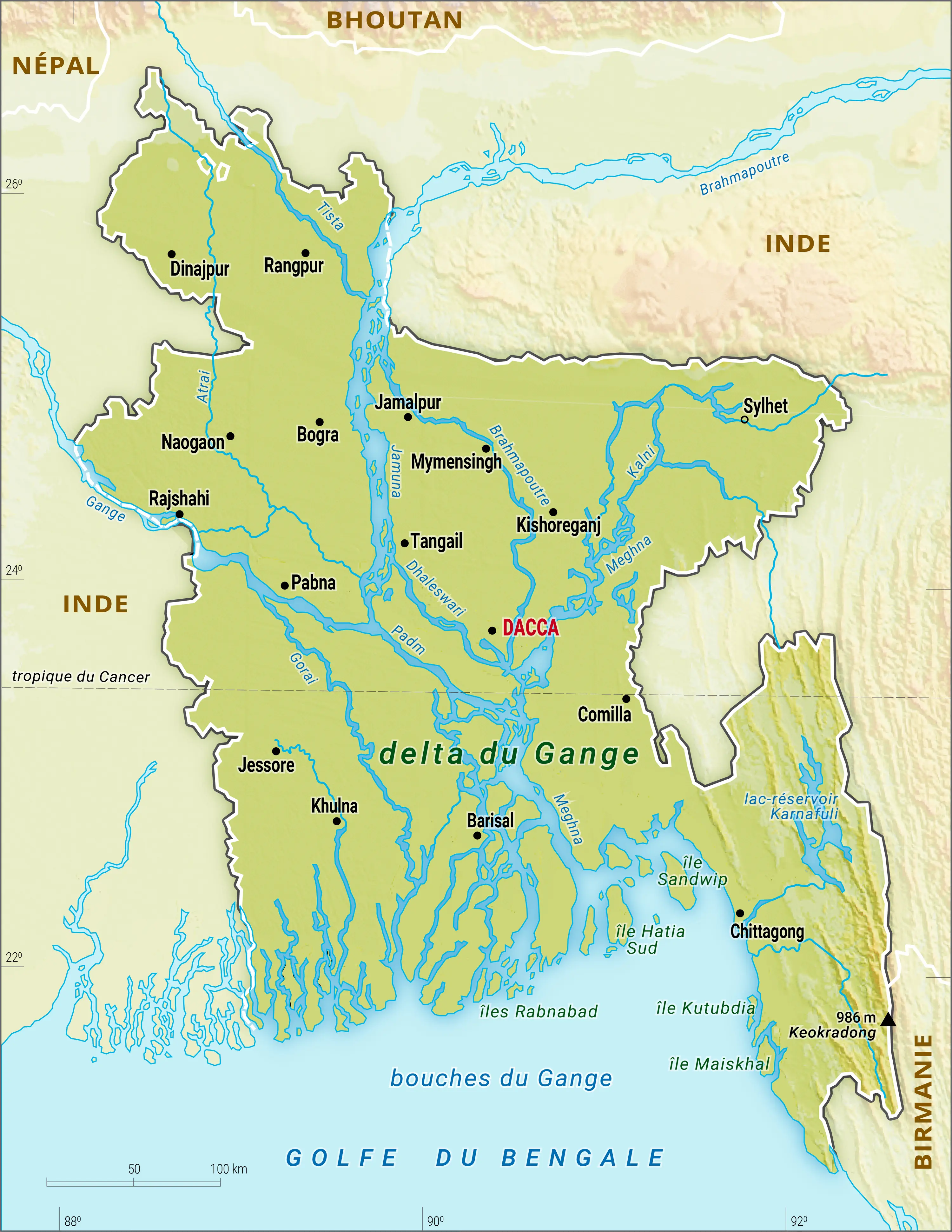 Bangladesh : carte physique