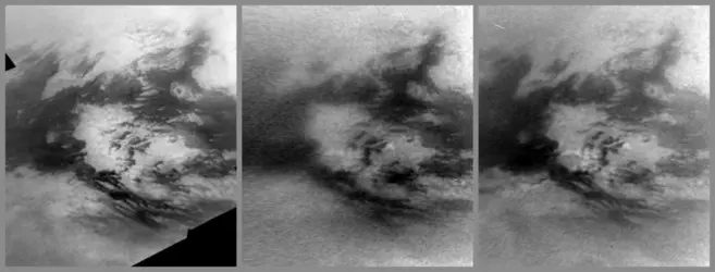 Nuages et tempêtes sur Titan - crédits : Space Science Institute/ JPL/ NASA