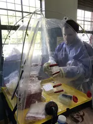 Manipulation du virus Ebola - crédits : Amy Schuh, PhD, MPH/ CDC