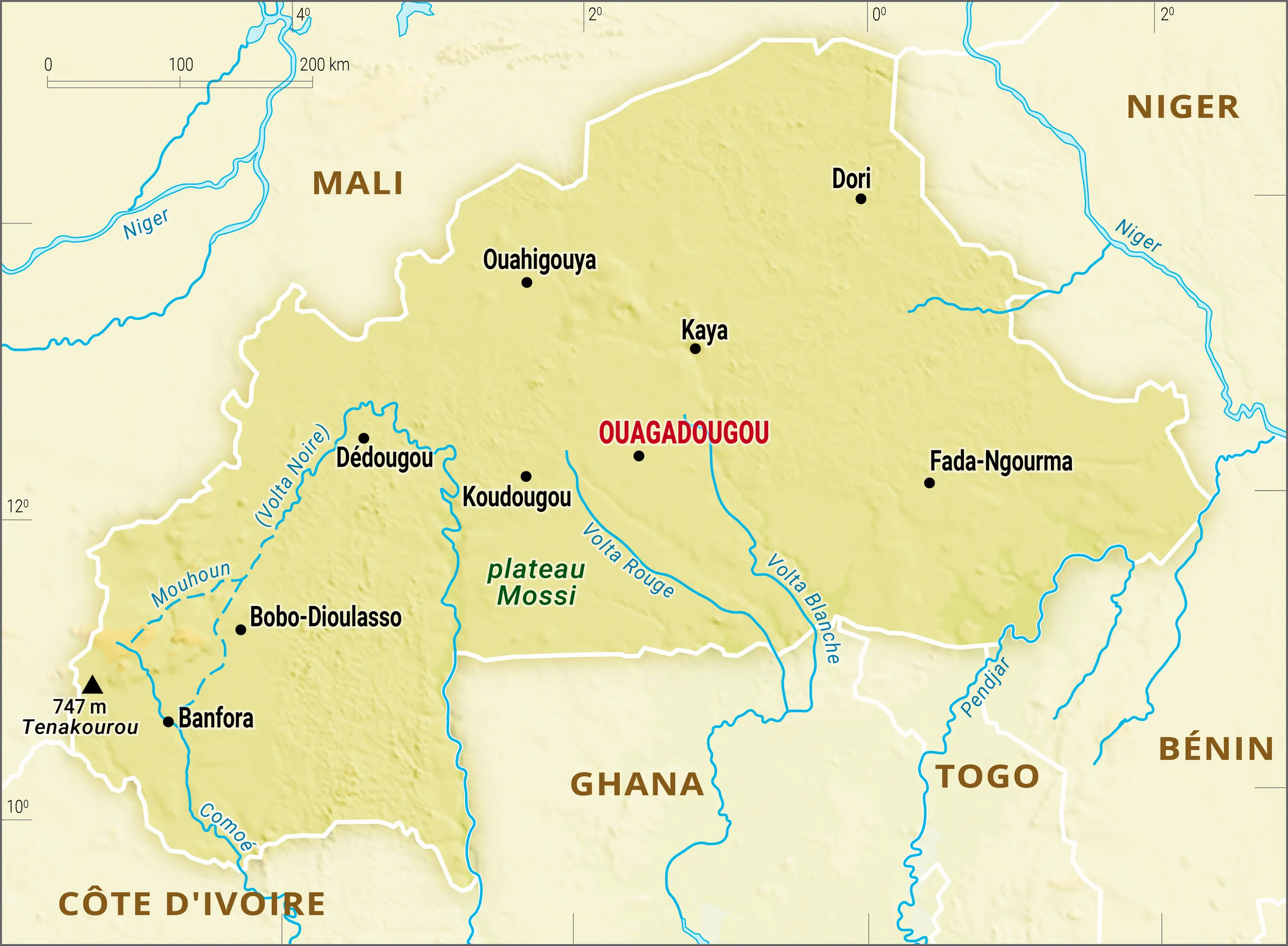 Burkina Faso : carte physique