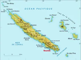 Nouvelle-Calédonie [France] : carte physique - crédits : Encyclopædia Universalis France