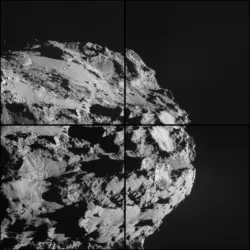 Image de détail du gros lobe de la comète&nbsp;&nbsp;67P/Tchourioumov-Guerassimenko - crédits : NAVCAM/ Rosetta/ ESA