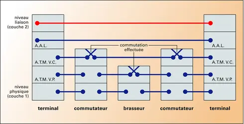 Modèle de commutation ATM (Asynchronous Transfer Mode) - crédits : Encyclopædia Universalis France