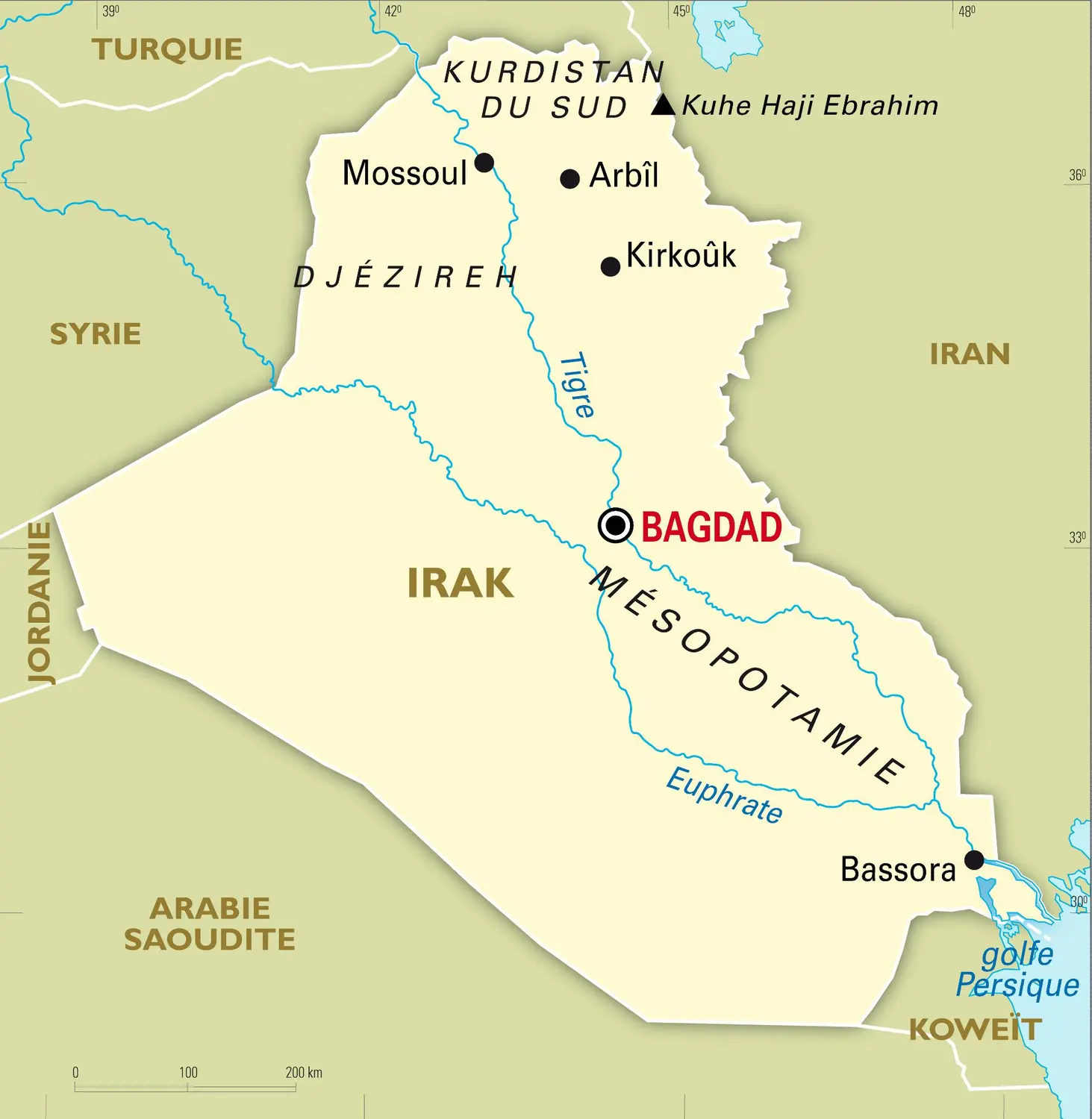 Irak : carte générale