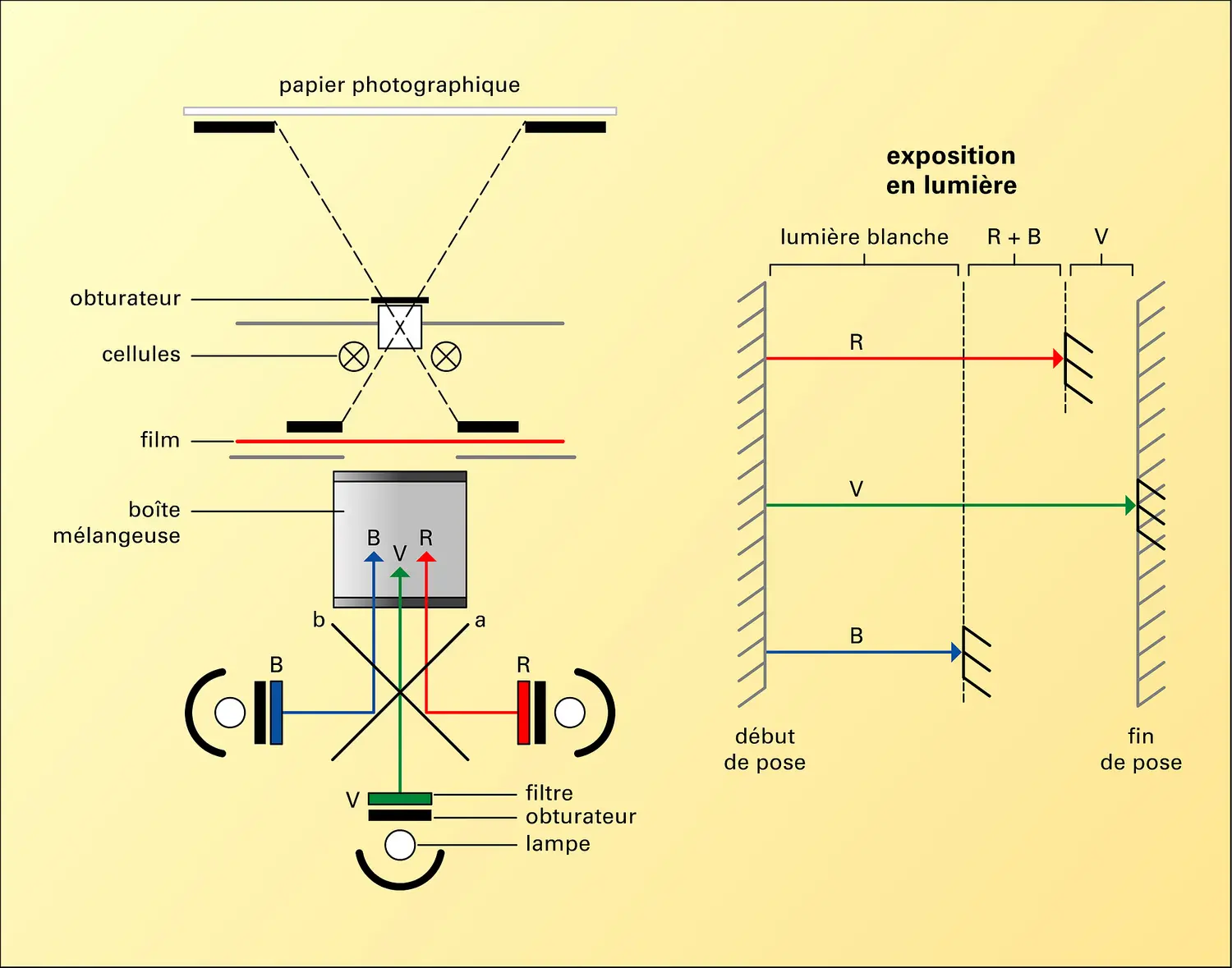 Photographie argentique : tireuse à boîte à lumière additive simultanée