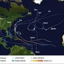 Trajet des cyclones de la saison cyclonique 2017 (23 novembre 2017) - crédits : Encyclopædia Universalis France