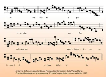 Chant monodique grégorien - crédits : Encyclopædia Universalis France